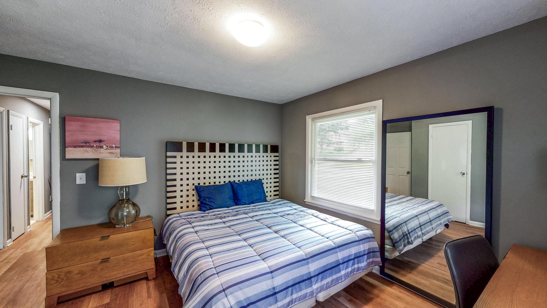 bedroom, detected: bed, window blind