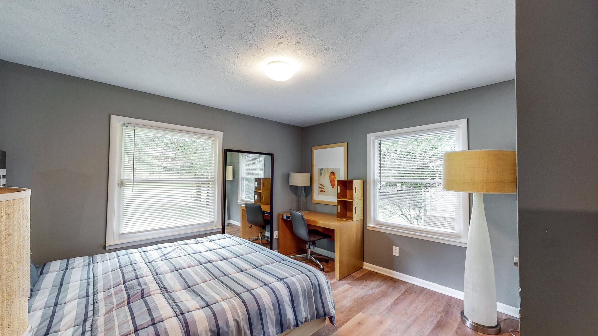 bedroom, detected: window blind, bed