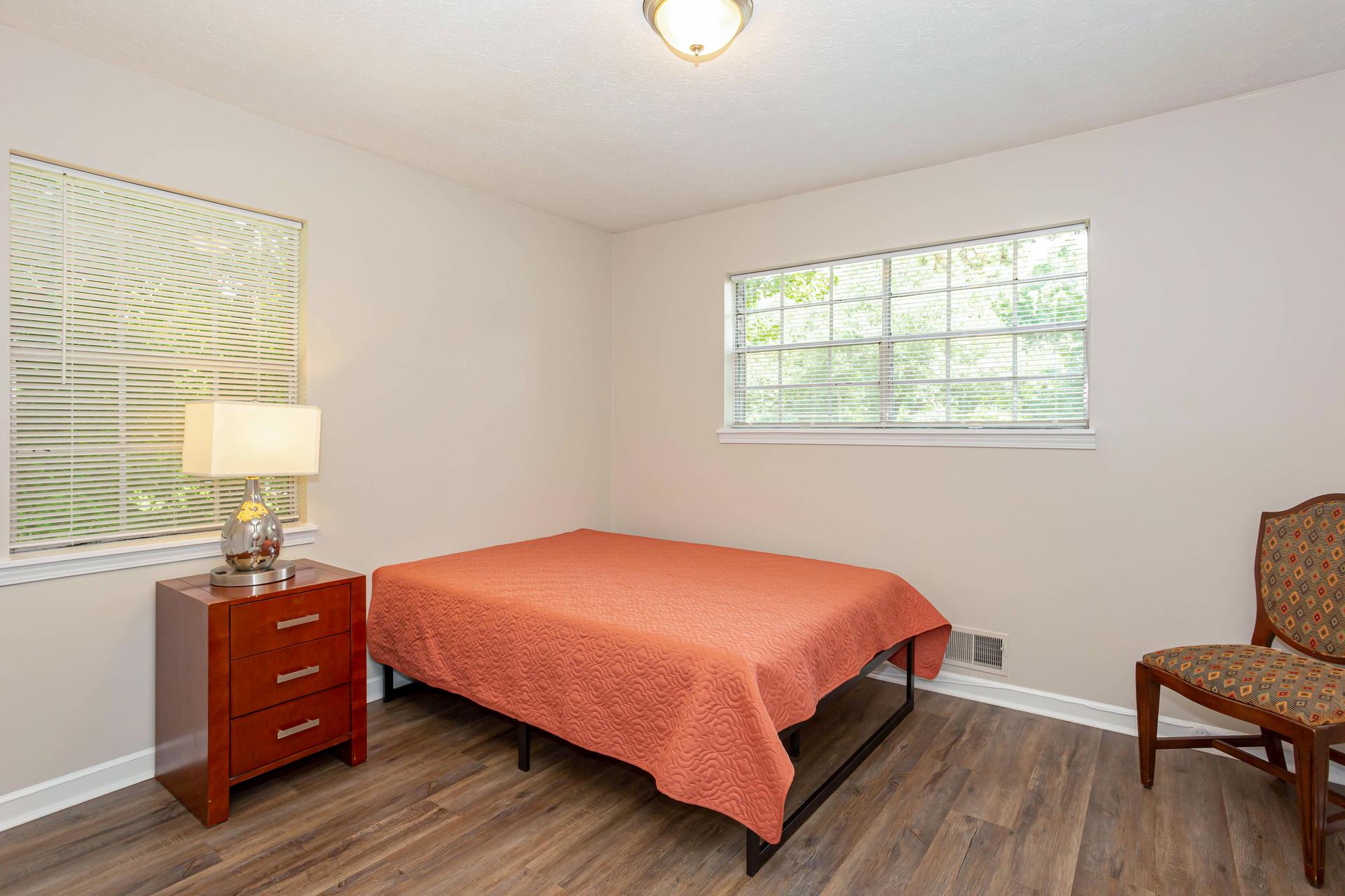 bedroom, detected: window blind, bed