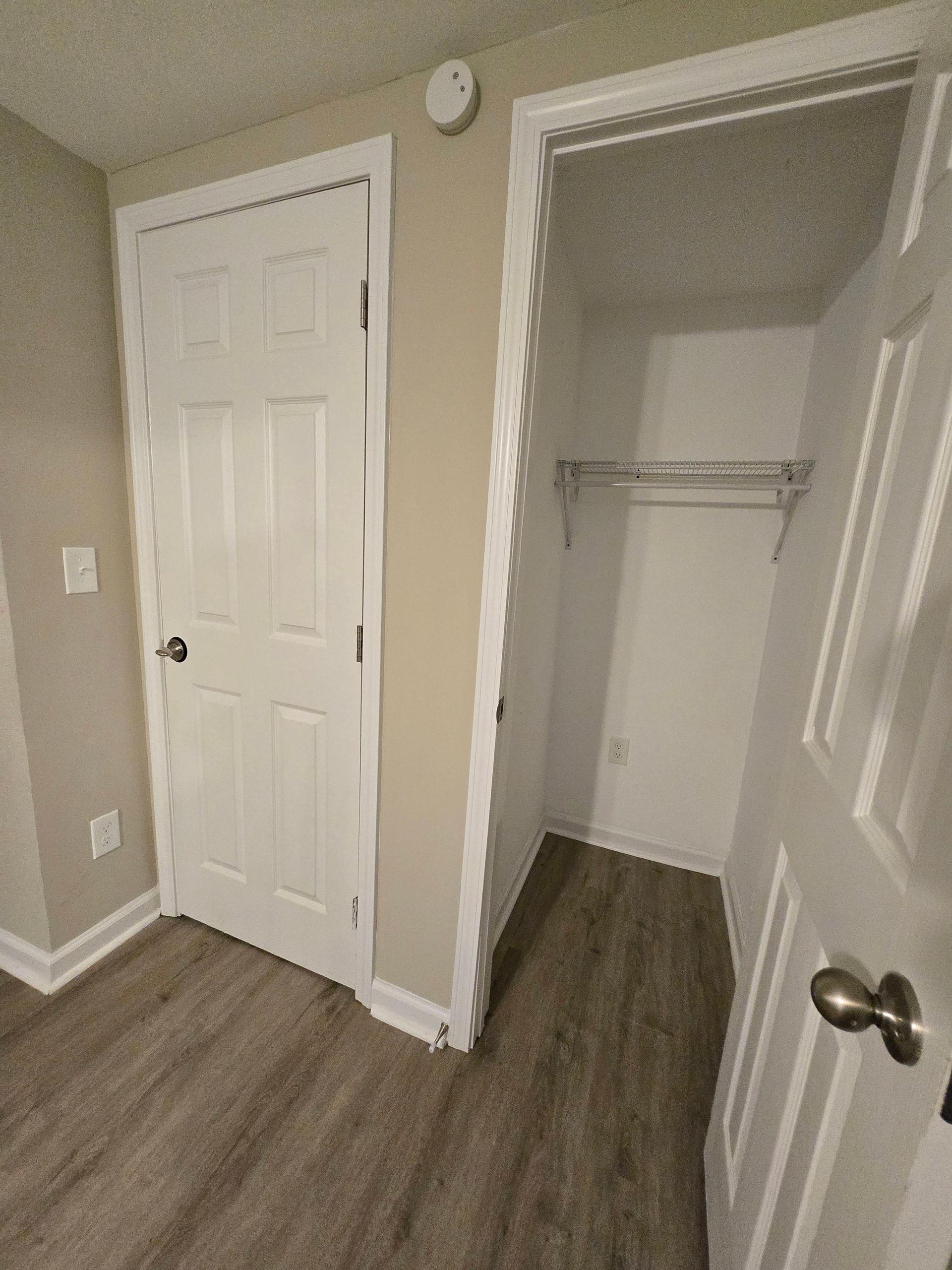 Closet and a dresser offer plenty of room for your belongings