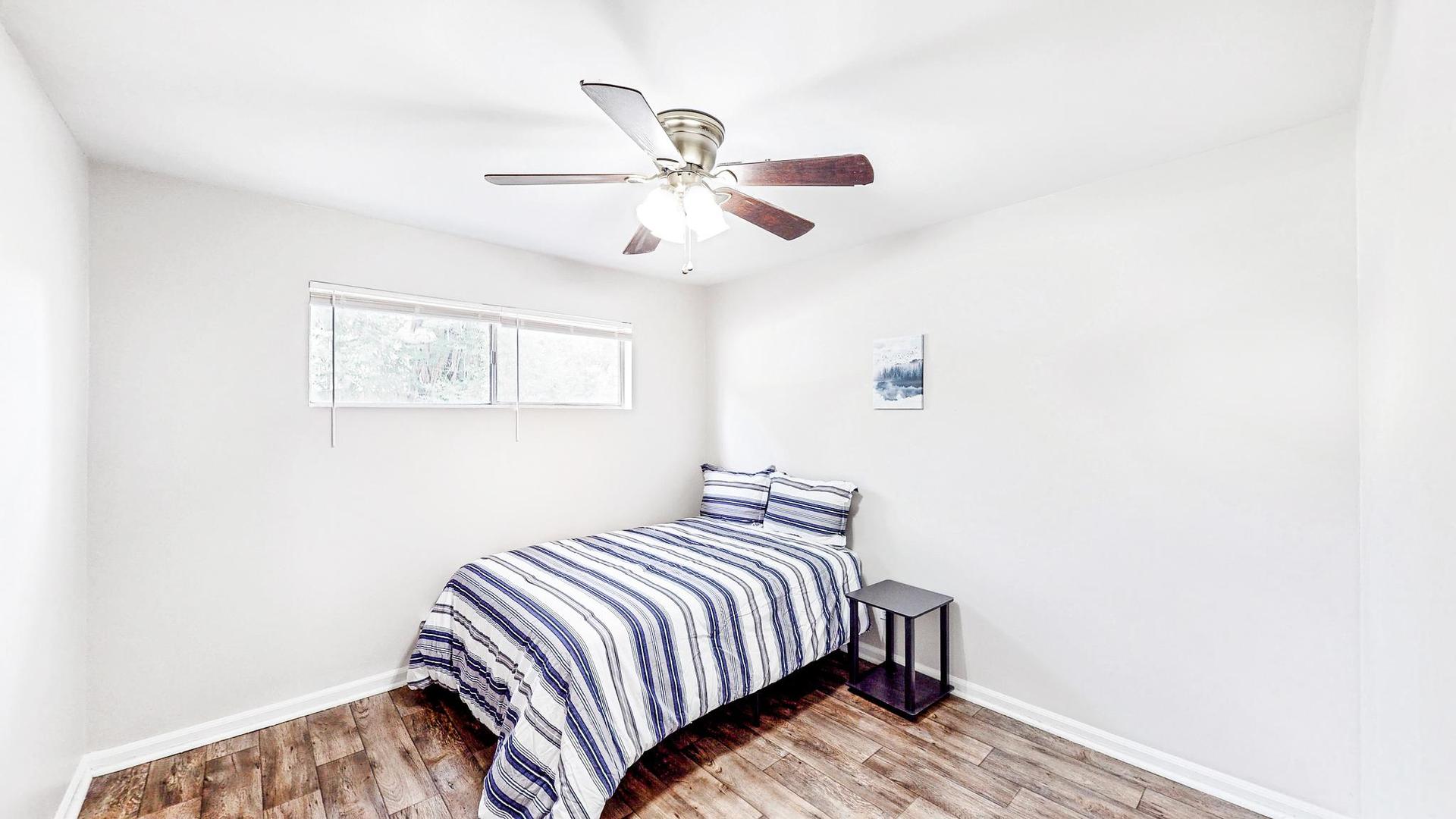 bedroom, detected: bed, fan