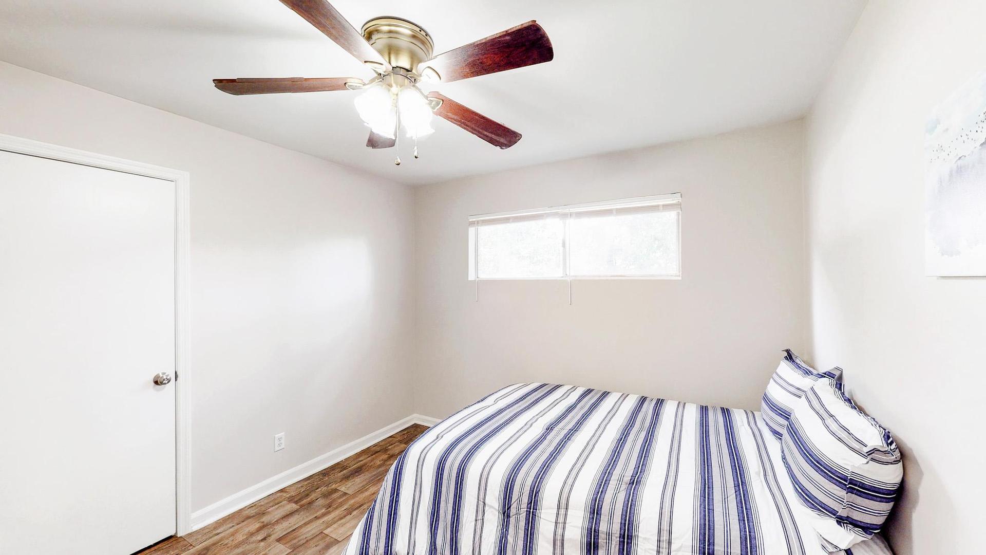 bedroom, detected: bed, fan