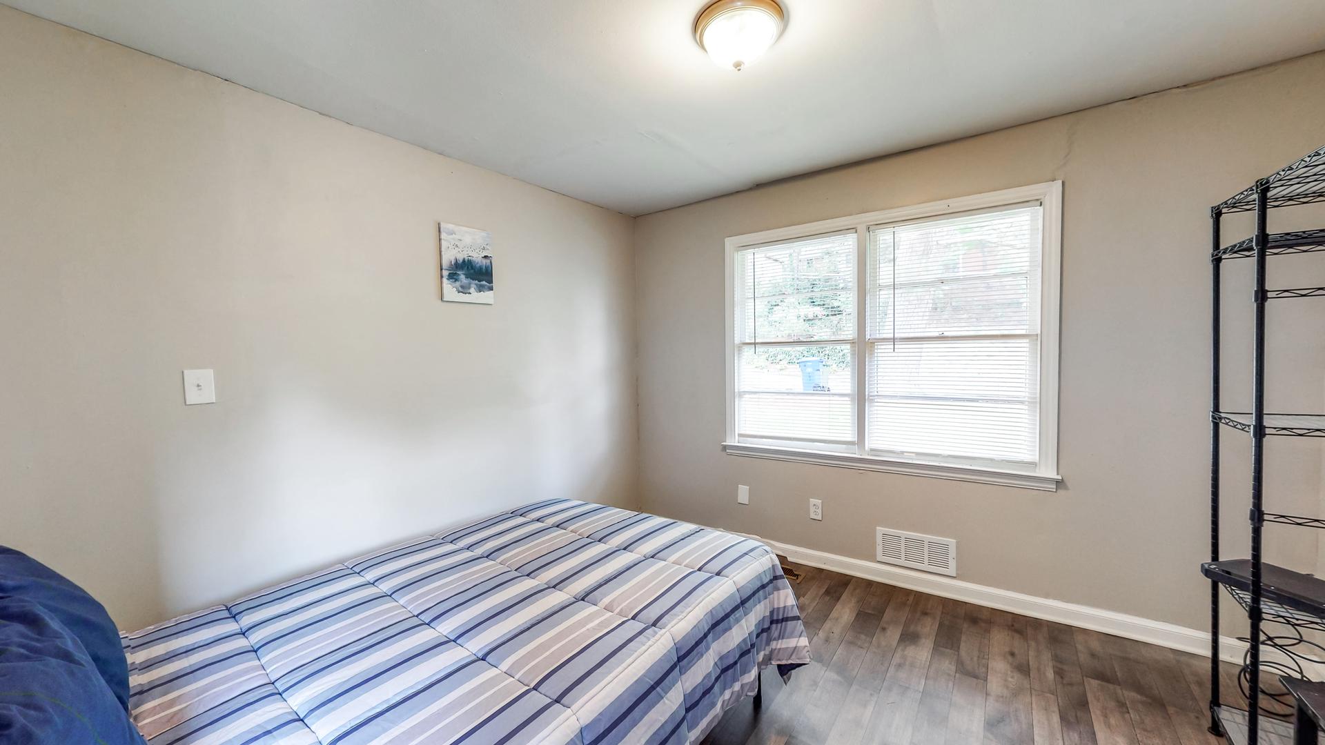 bedroom, detected: bed, window blind
