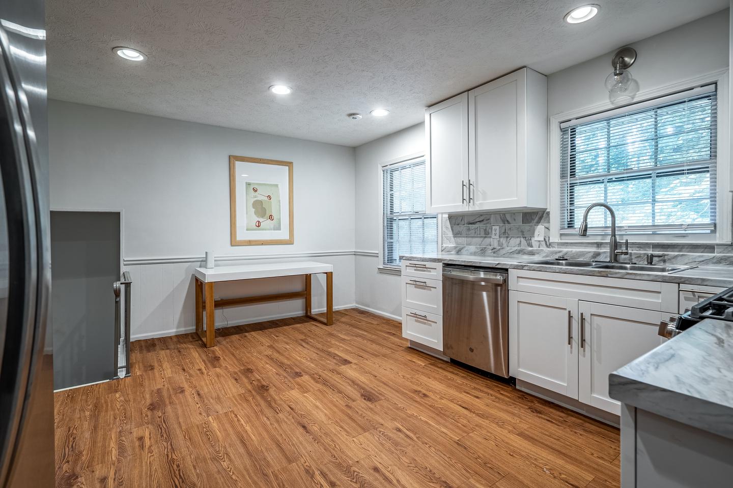 Common spaces including the kitchen