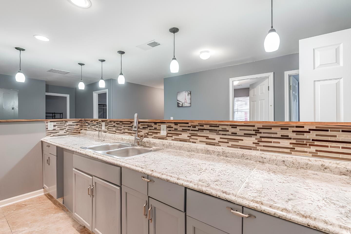 Common spaces including the kitchen