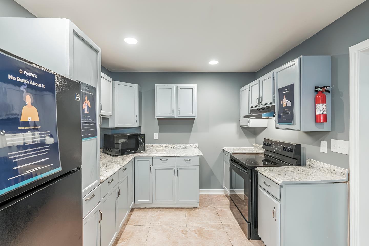 Common spaces including the kitchen