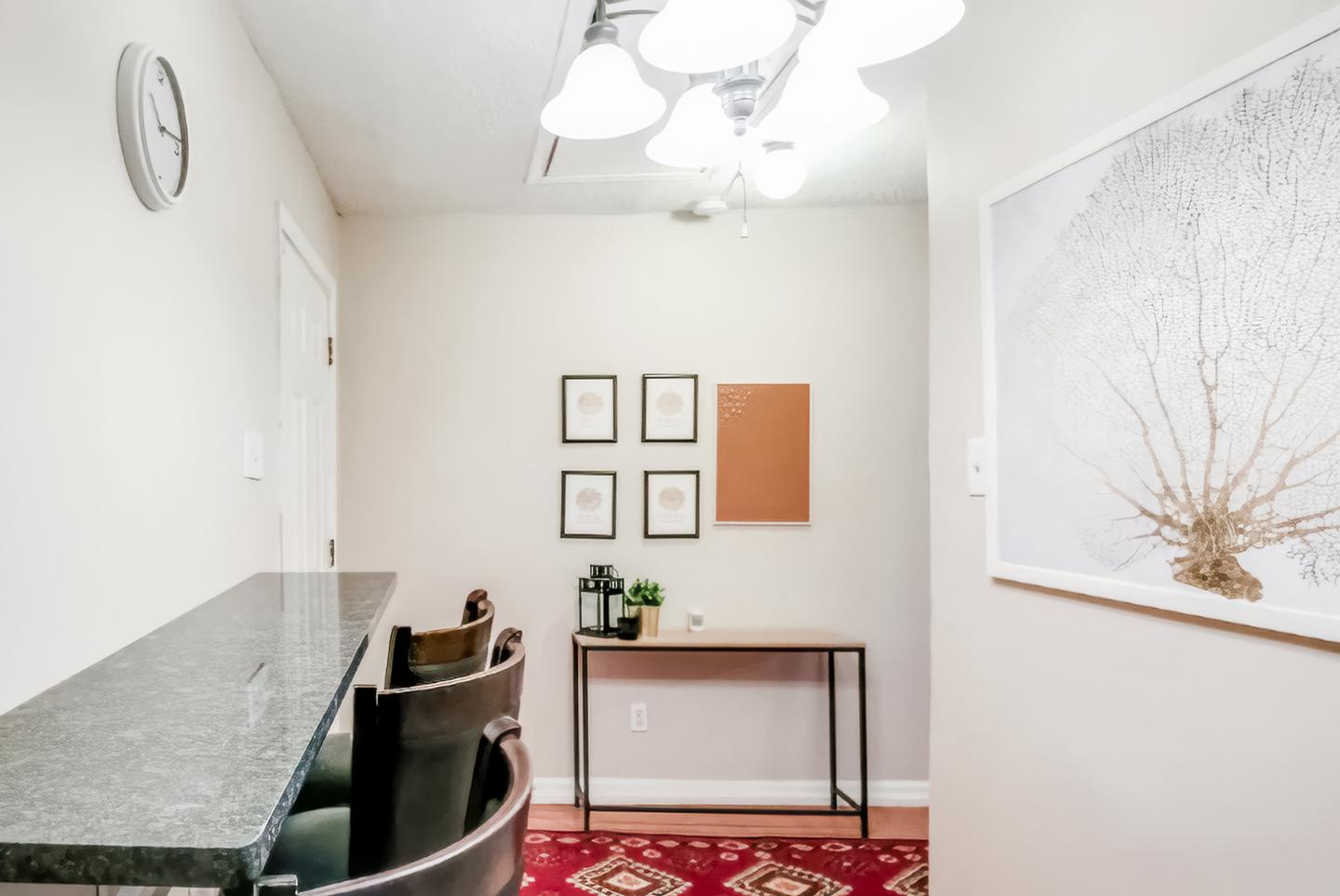 Common spaces including the kitchen