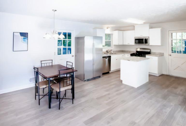 Common spaces including the kitchen