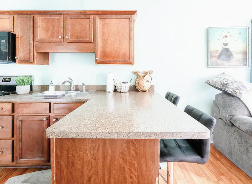 Common spaces including the kitchen