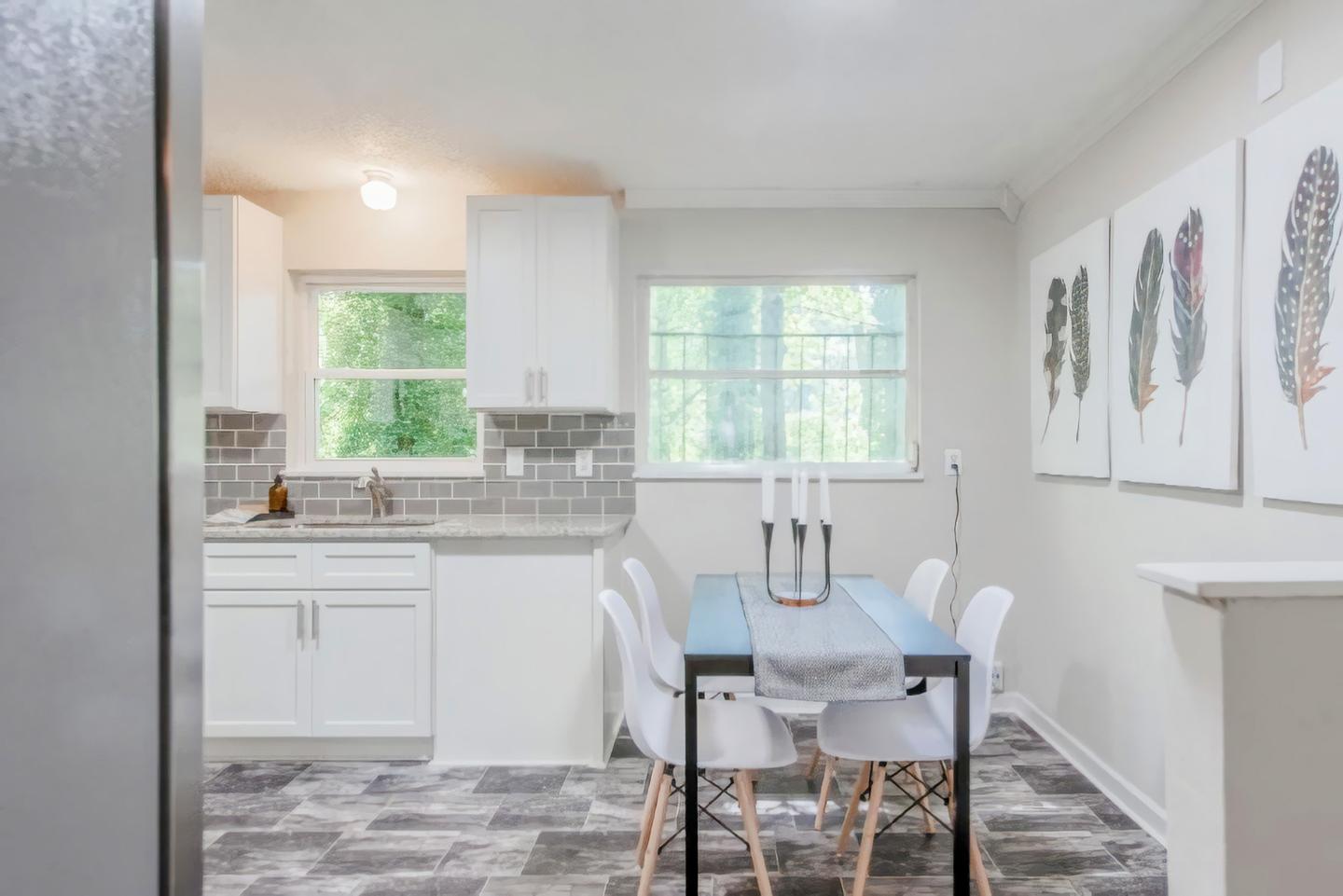 Common spaces including the kitchen