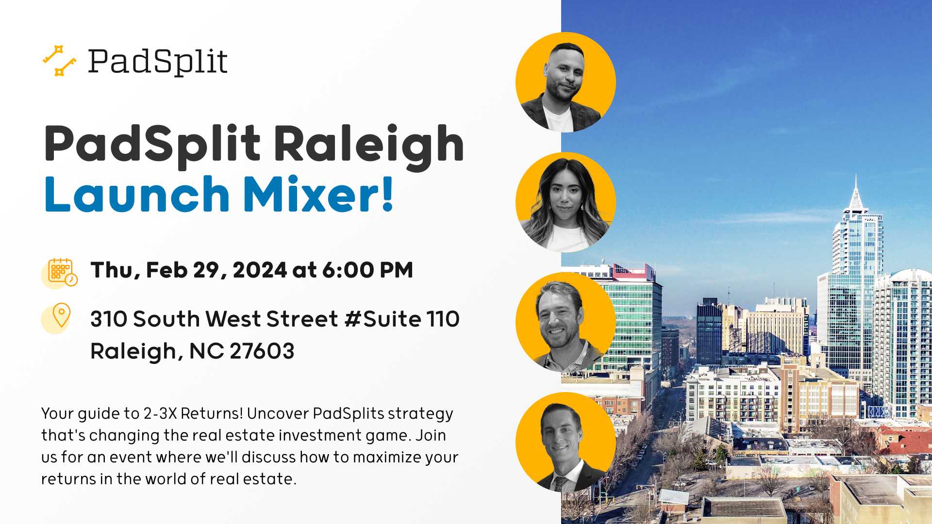 Event PadSplit Raleigh Launch Mixer! Learn to produce 2-3X higher returns image