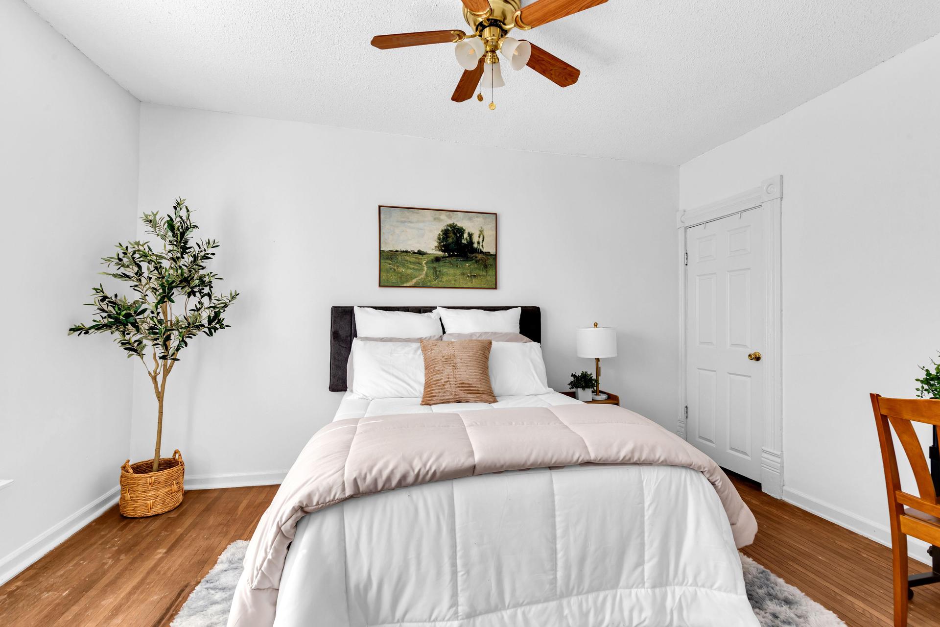 Comfortable bedroom with closet space