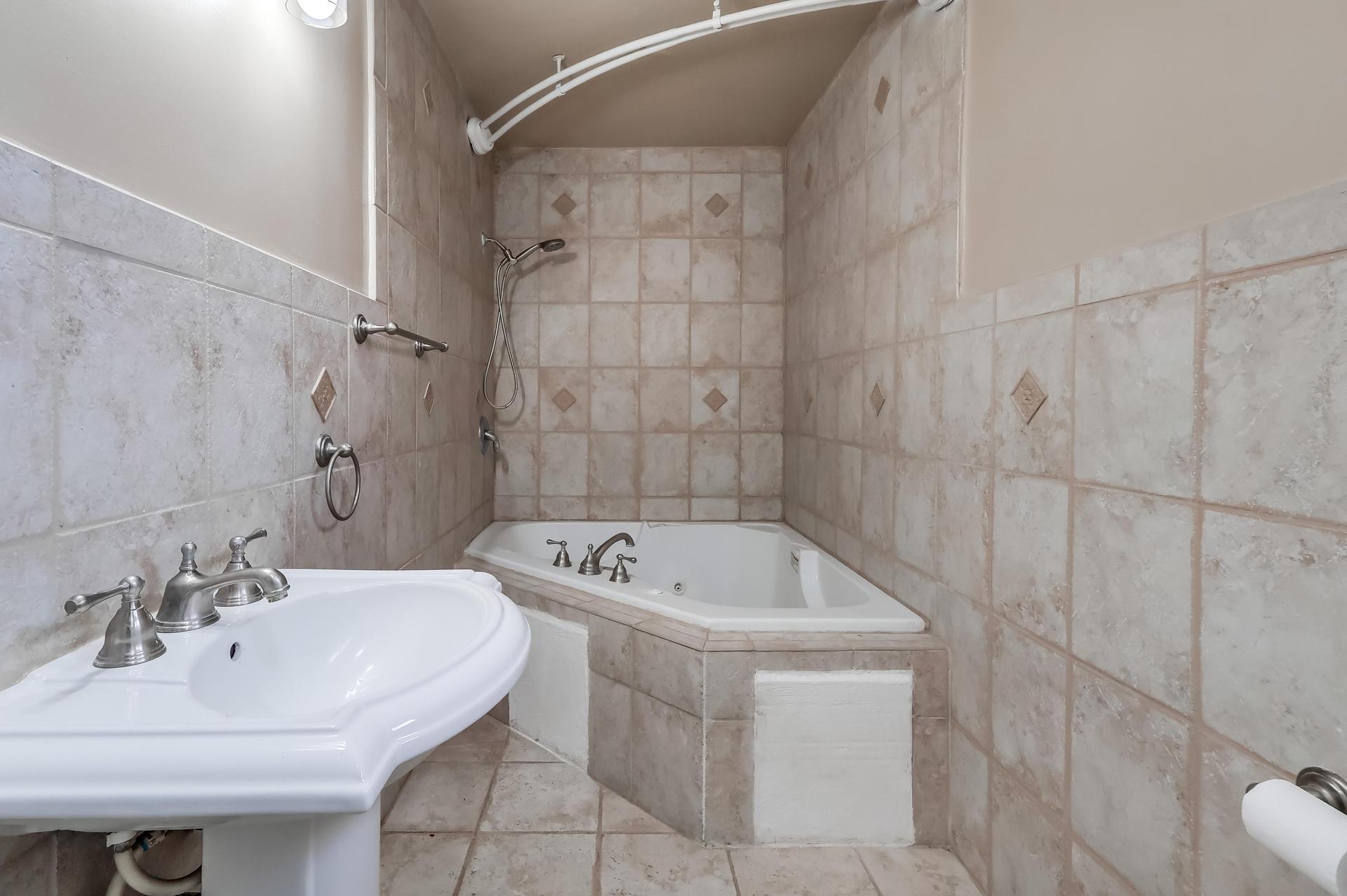 Spa like bathroom with huge soaking tub