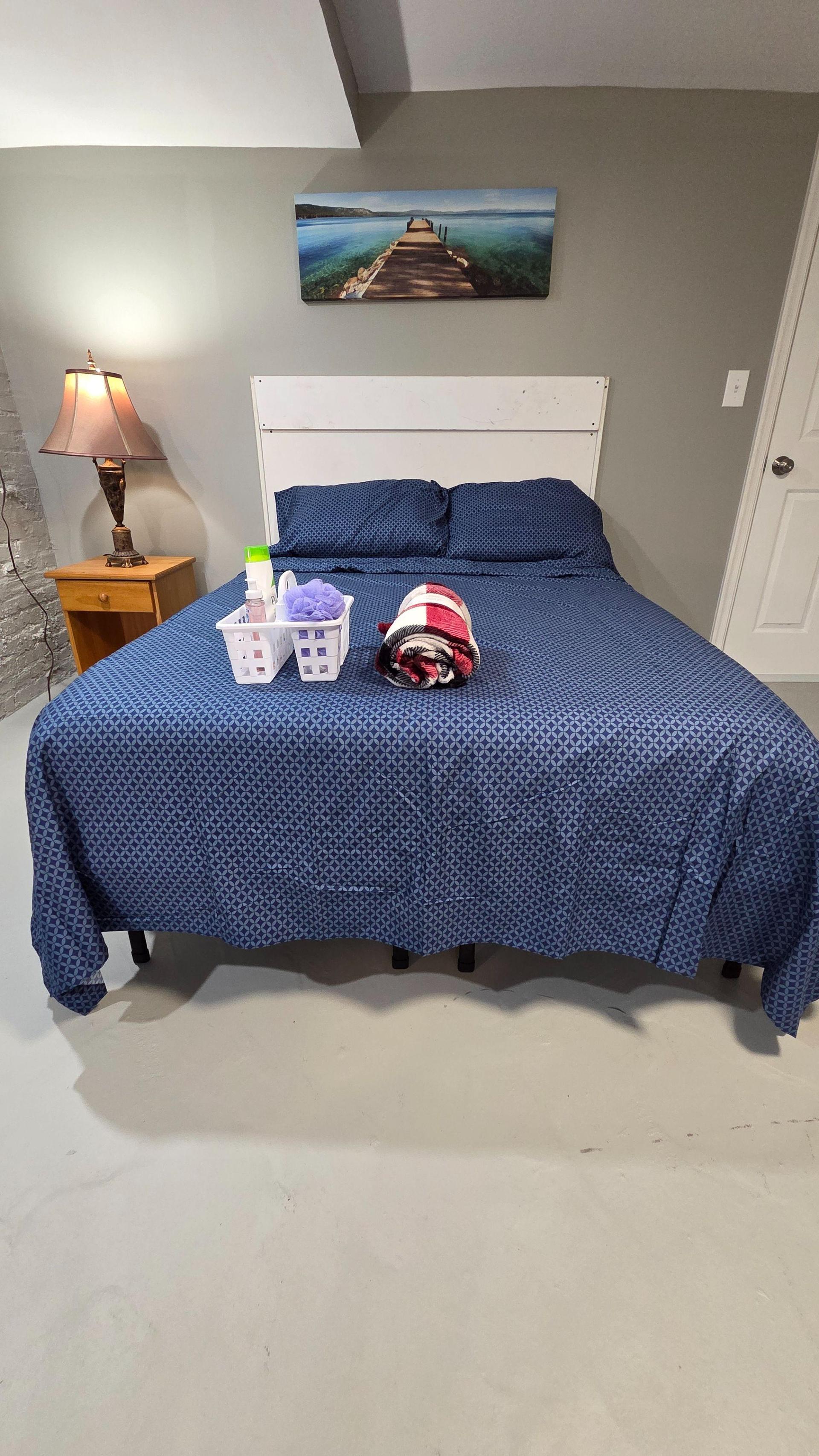 Full size bed and care package