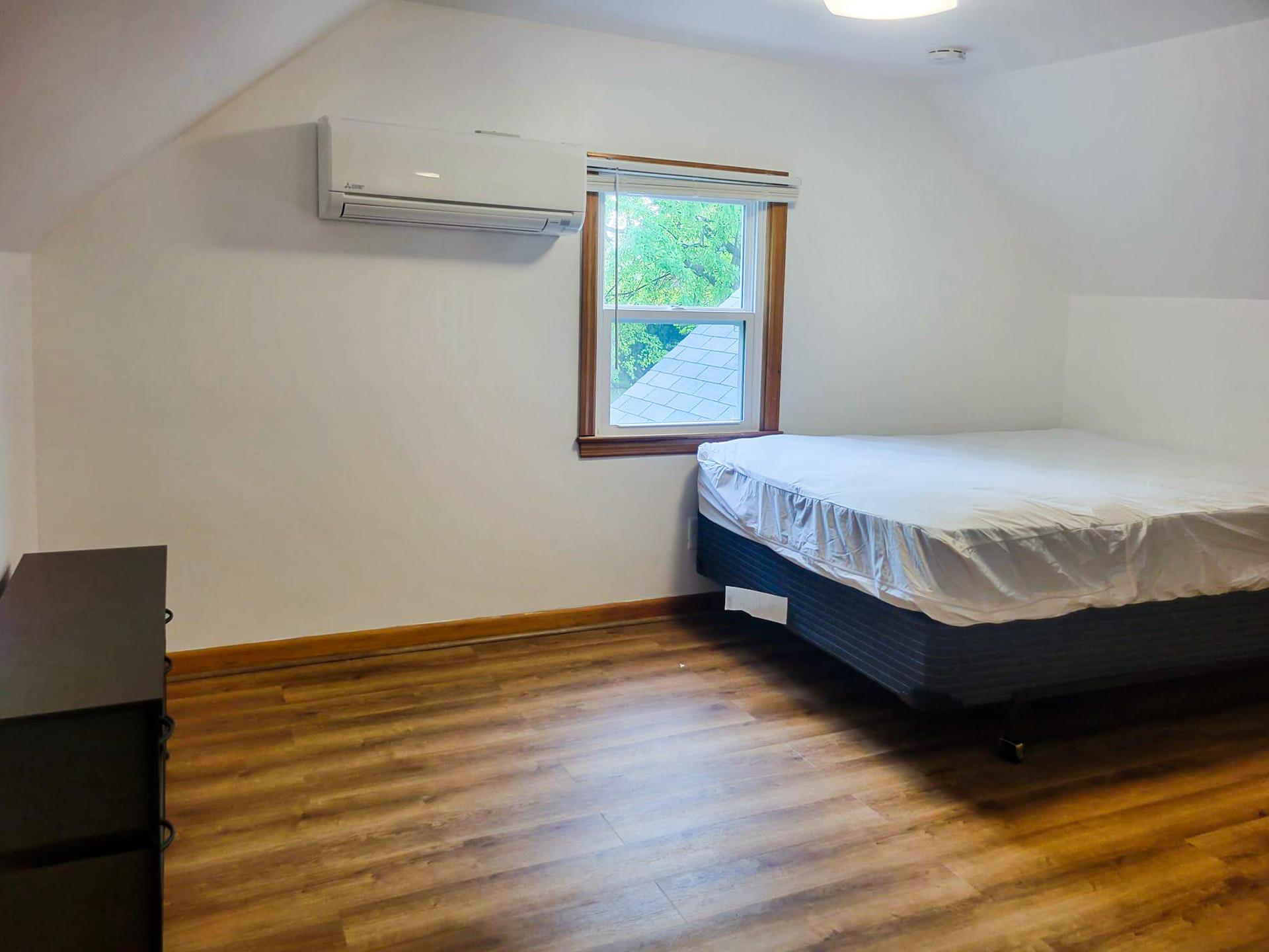 bedroom, detected: window blind, bed