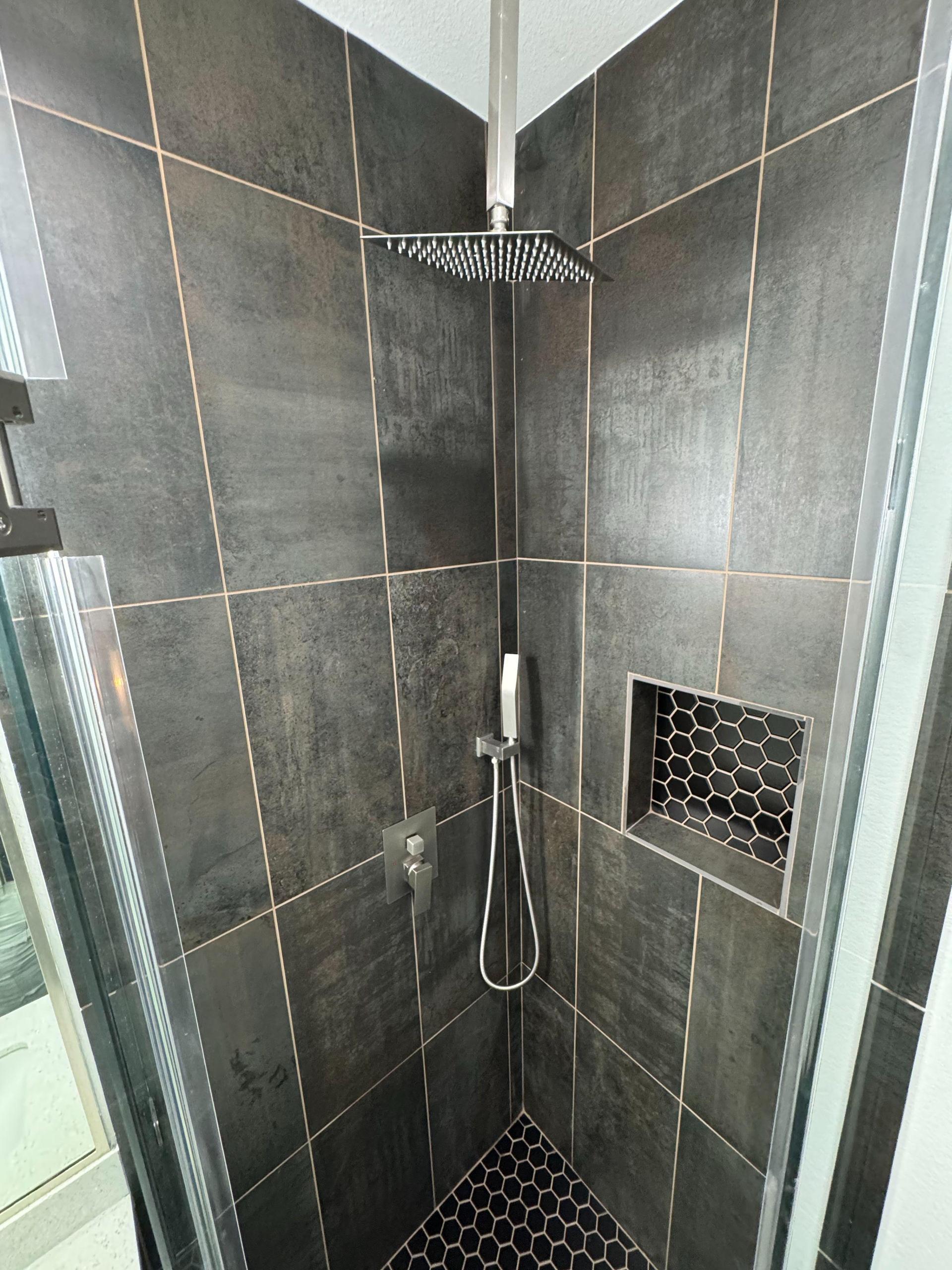 Standing Shower with Rainfall Shower Head and Wand