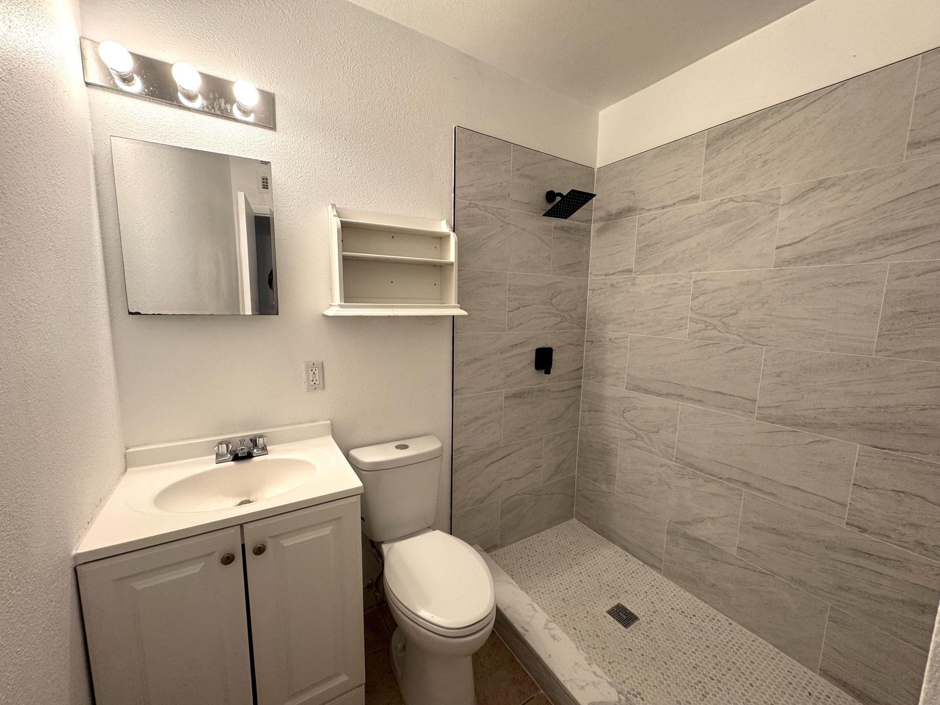 Shared bathroom with brand new shower