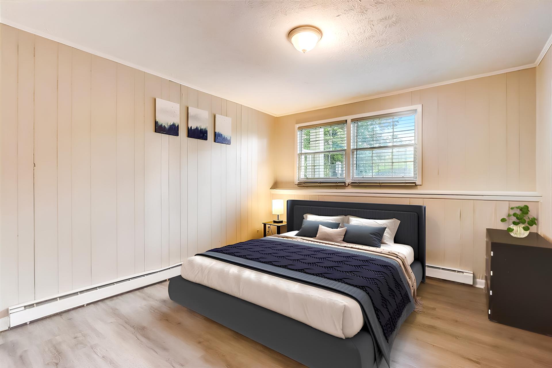 bedroom, detected: bed, window blind