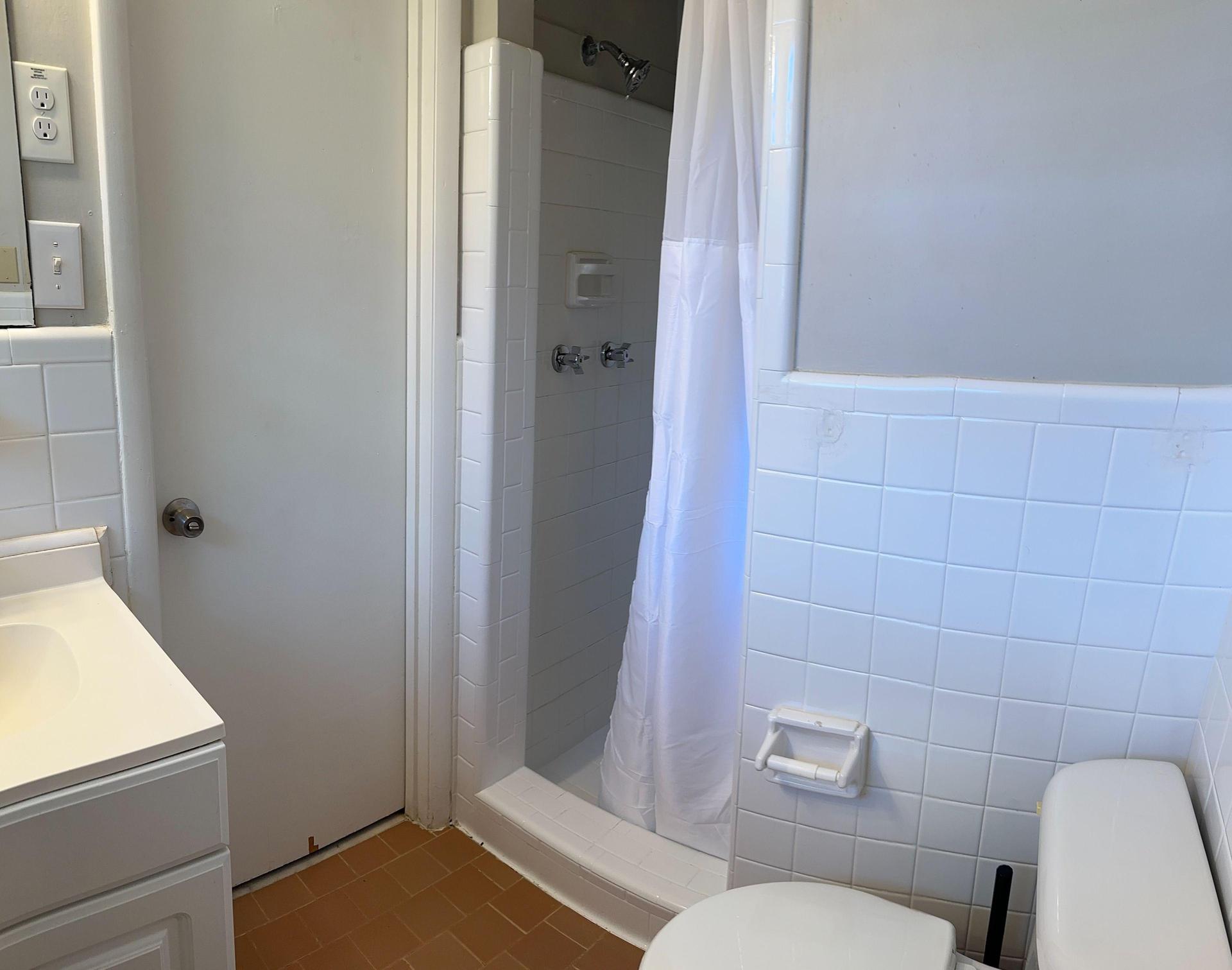 Cozy Shower and Elongated toilet for your comfort.