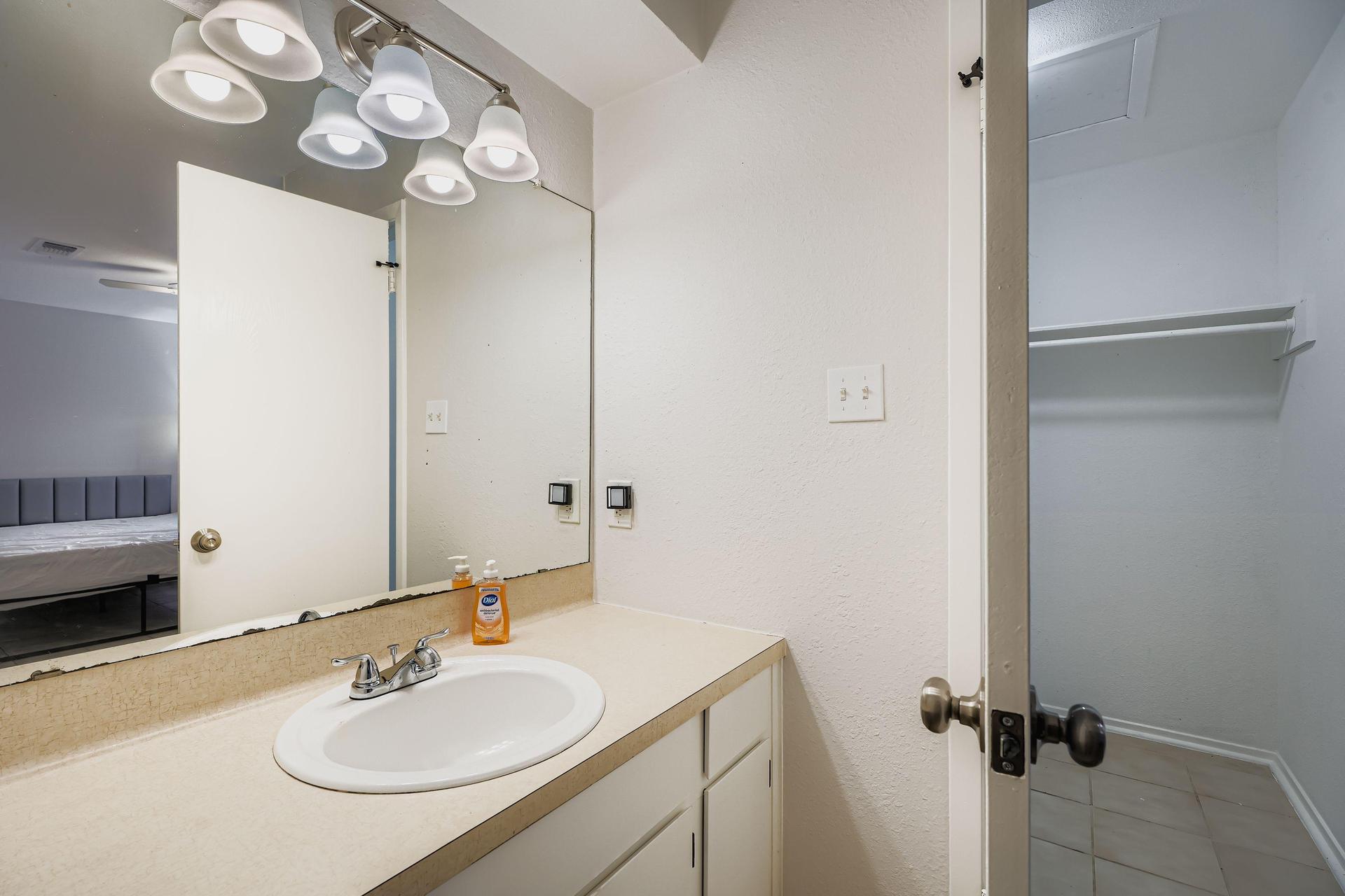 Private sink area and massive walk-in closet