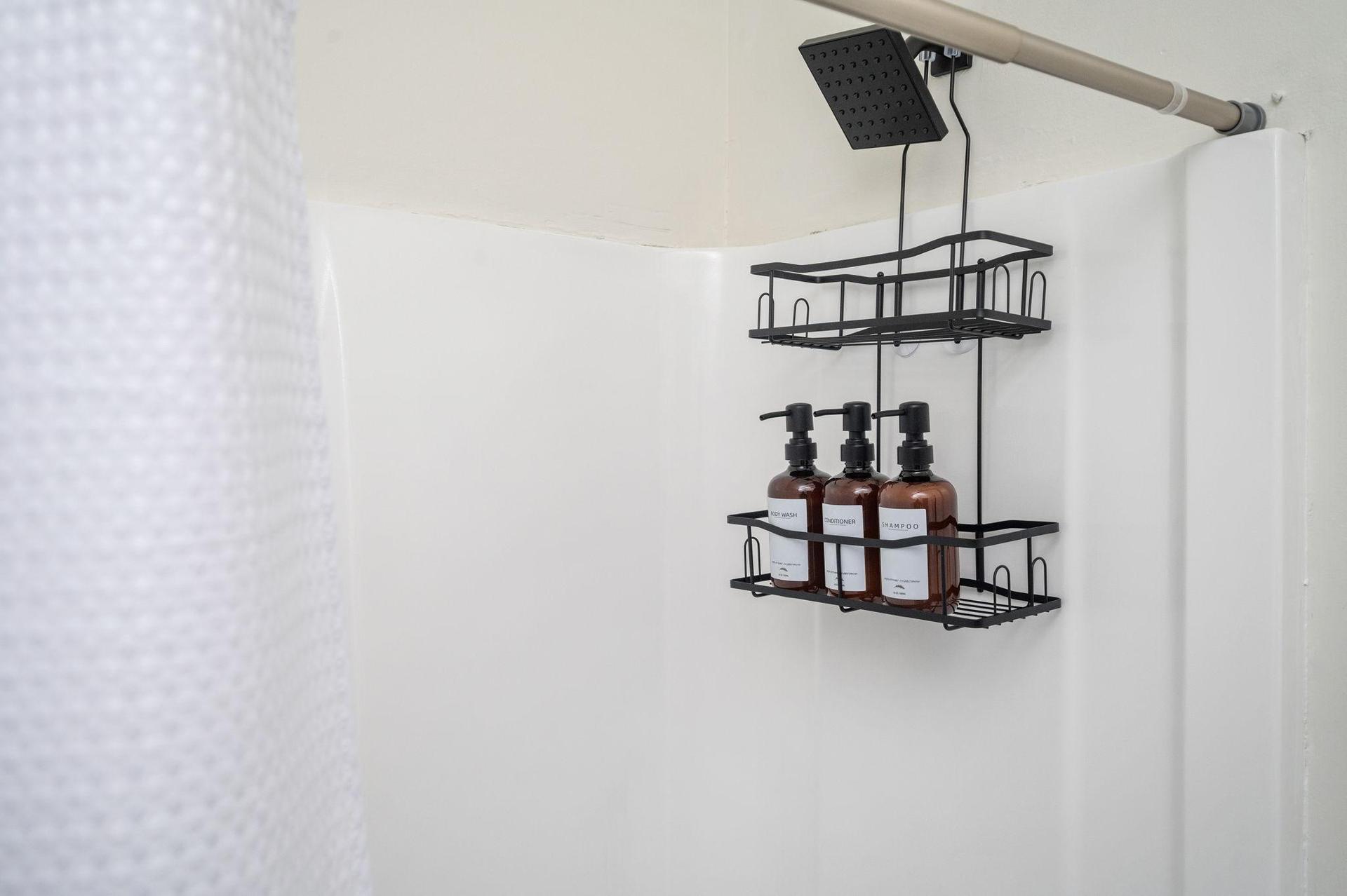 Upstairs bathroom with bathtub and shower