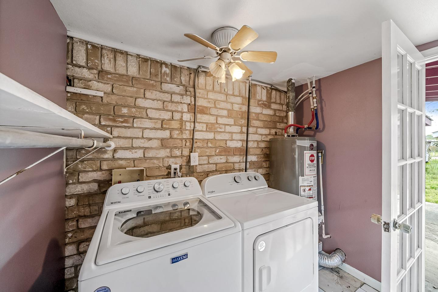 Laundry area is closed off from the rest of the home making the home quiet and comfortable. Accessed by a lighted walkway.