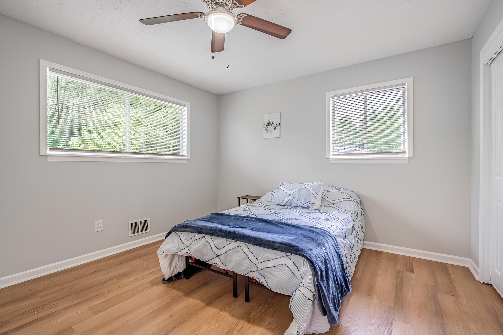 bedroom, detected:ceiling fan, window blind