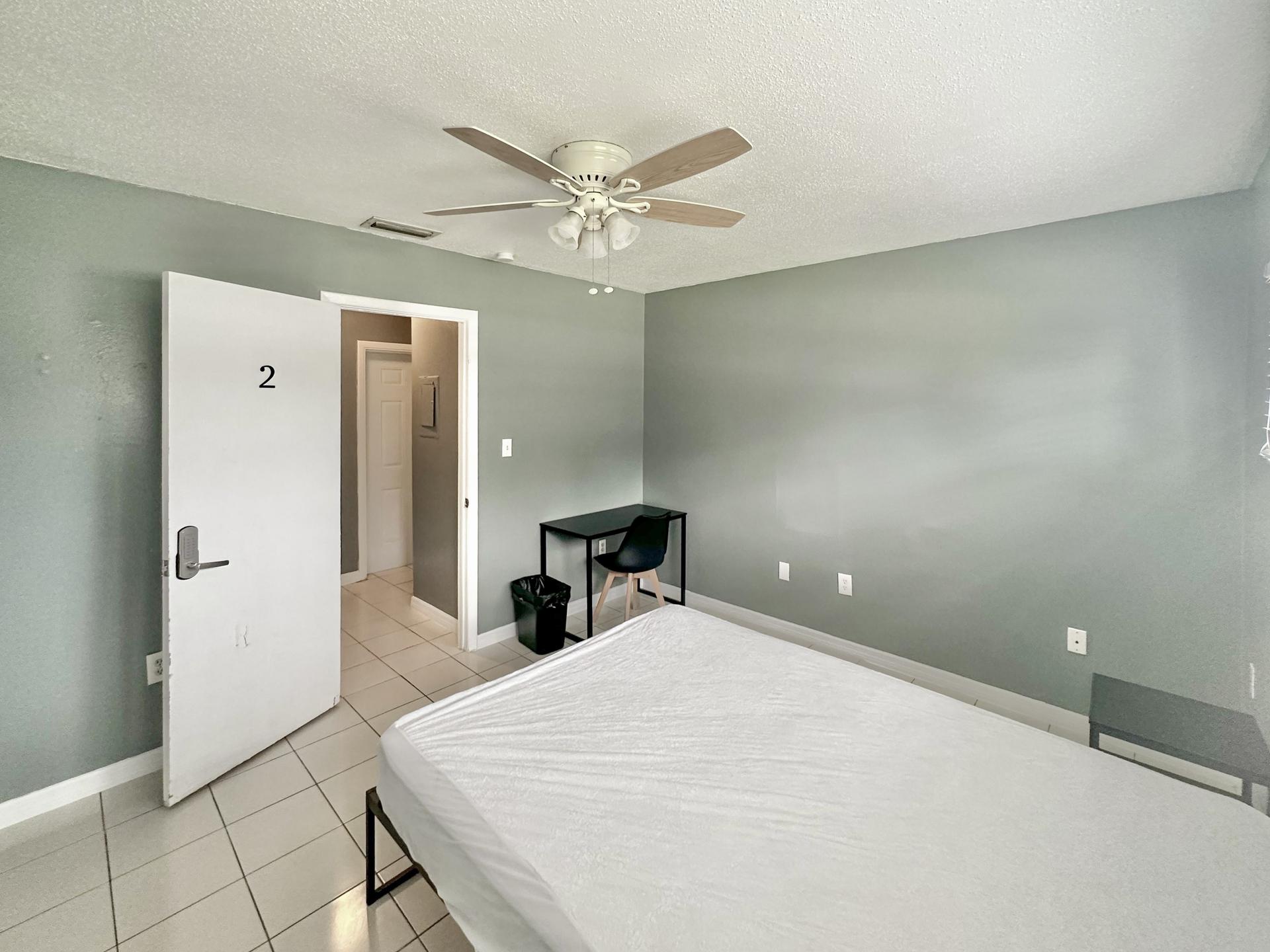 bedroom, detected:ceiling fan, bed