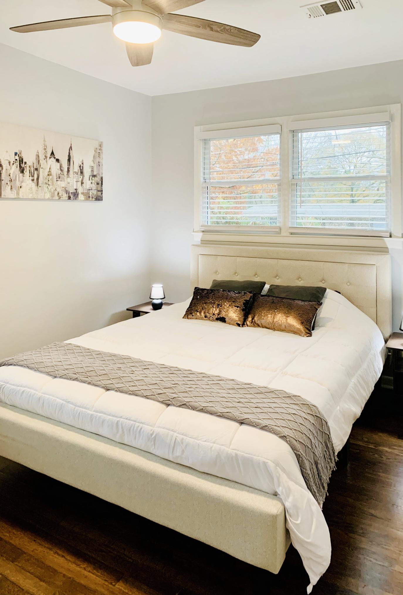 Chic bedroom with reach-in closet
