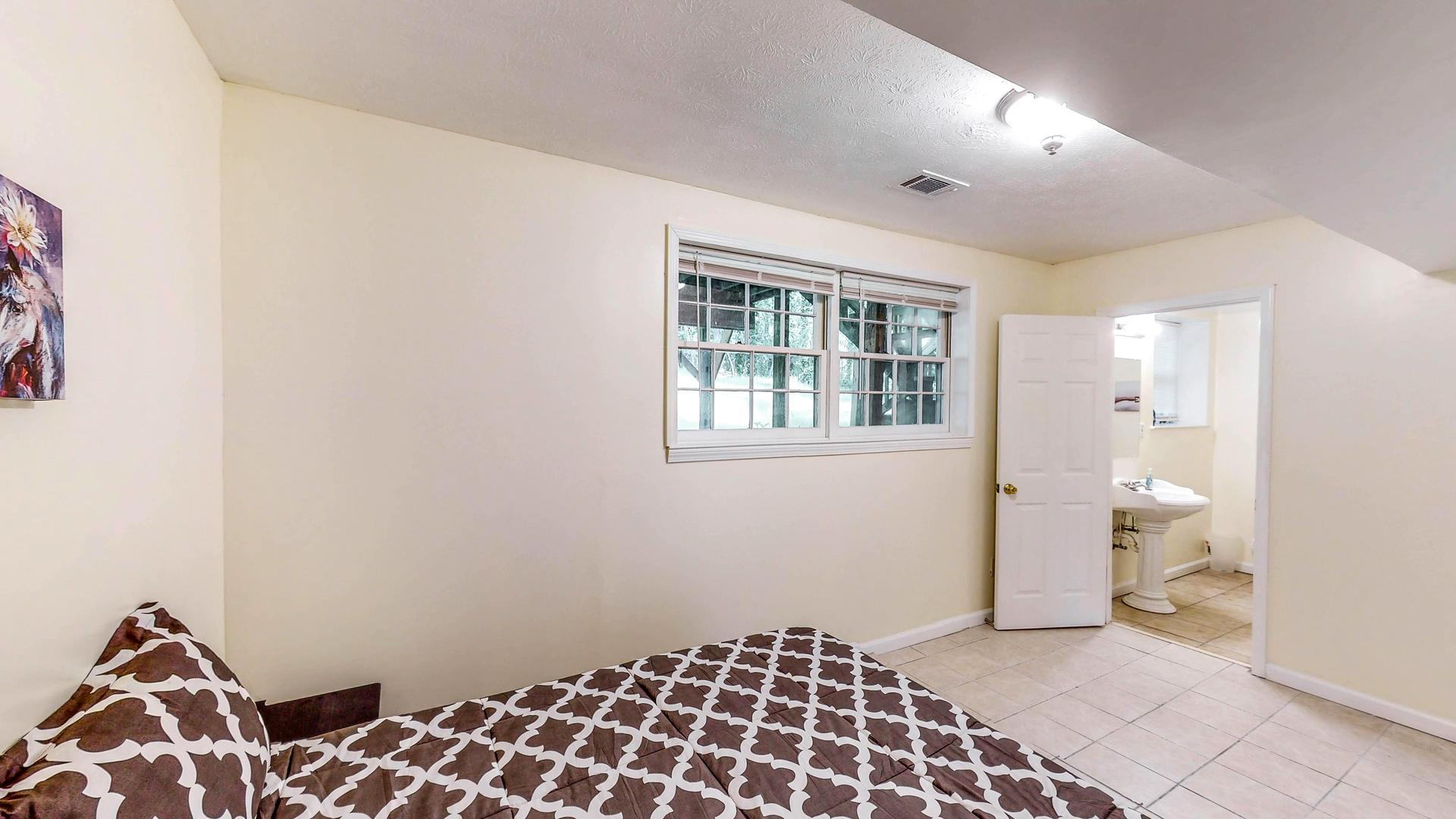 bedroom, detected: window blind, bed