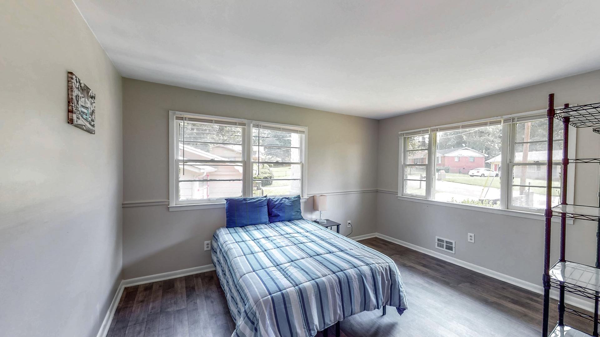 bedroom, detected: bed, window blind