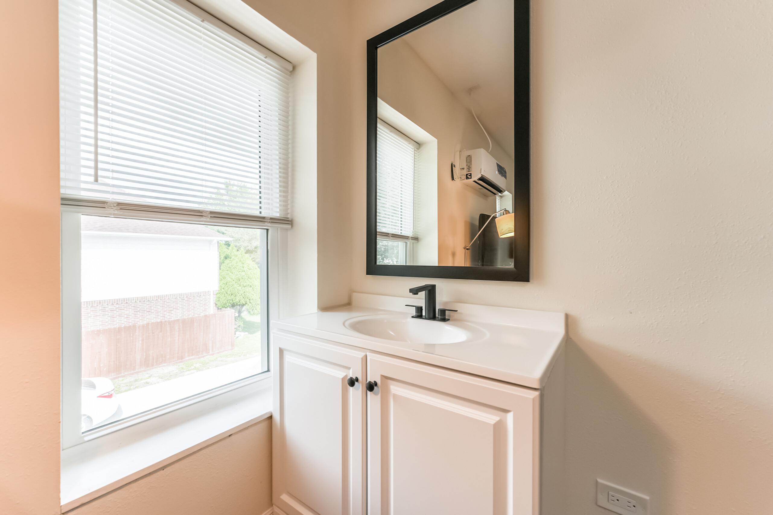 Private vanity with mirror