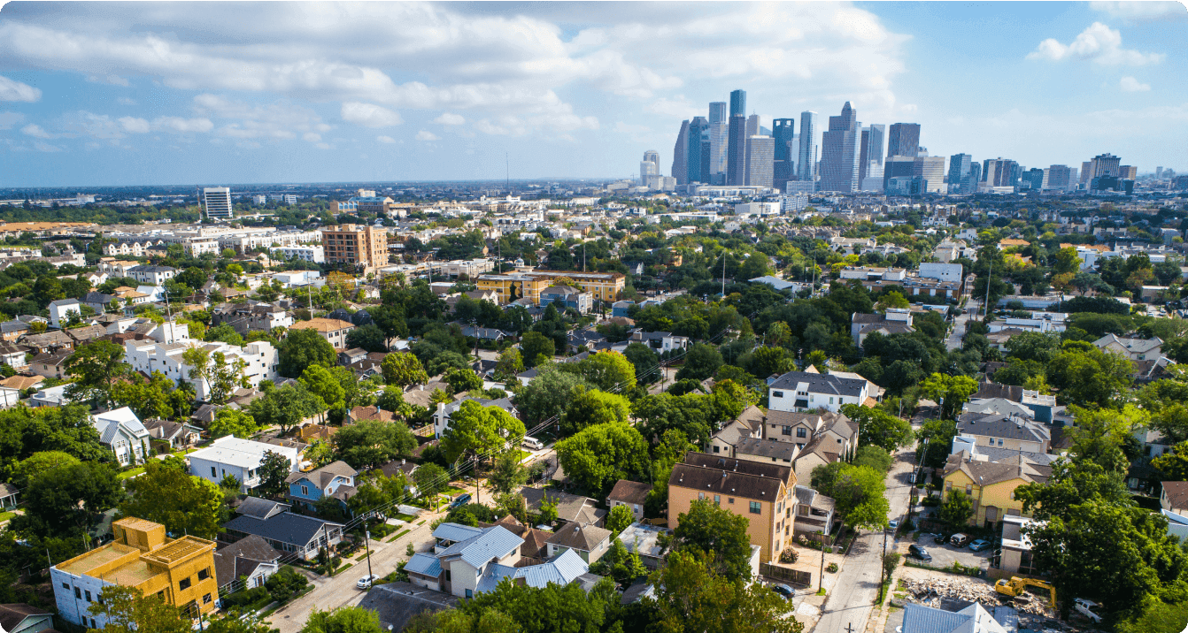 Aerial view of Houston housing
